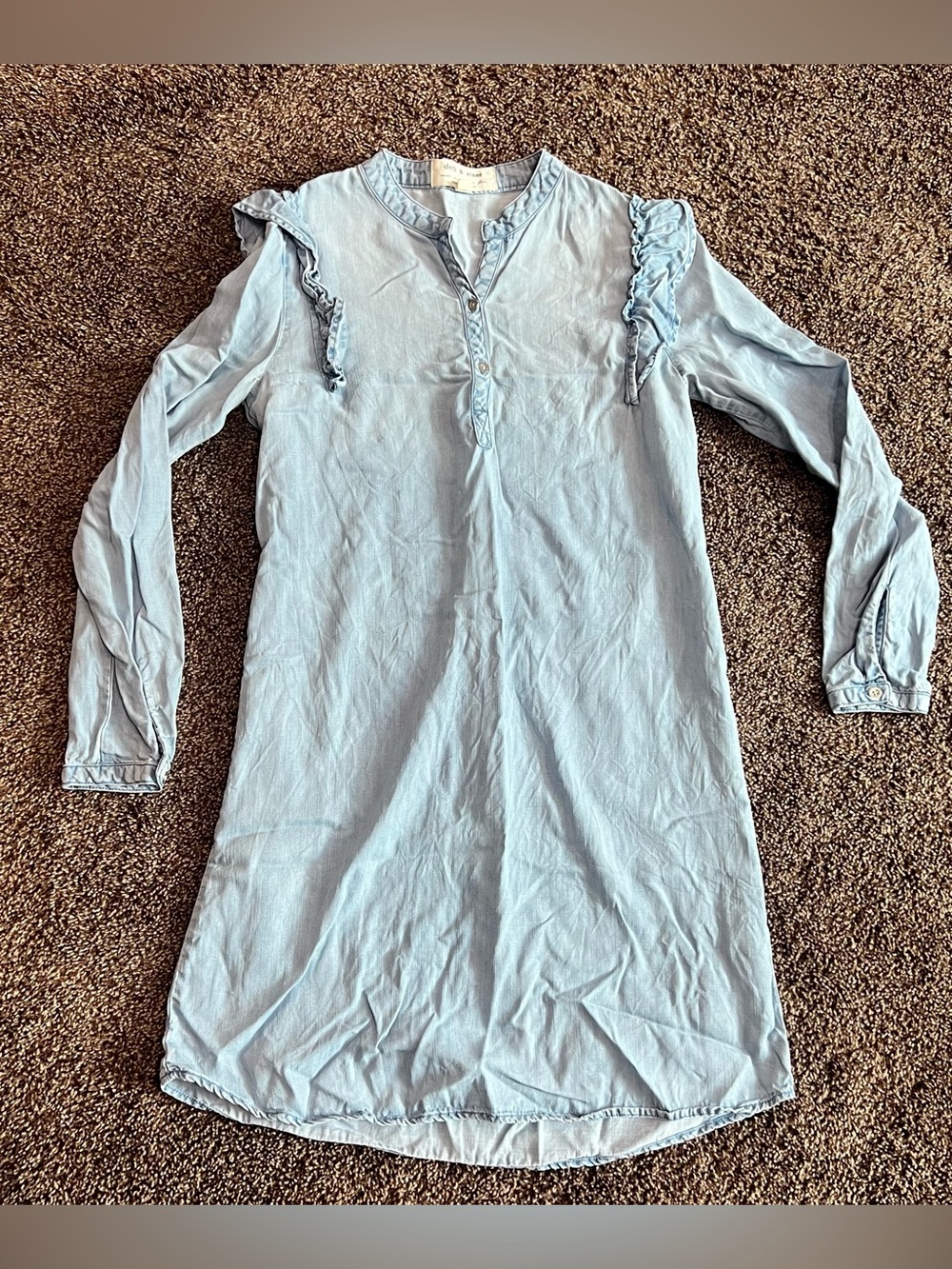 Anthropologie Cloth and Stone Blue Ruffle-Trim Casual Dress Size XS